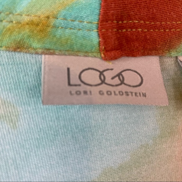 LOGO Lori Goldstein Yellow Tie Dye Draped Long Sleeve Cardigan - Picture 10 of 10